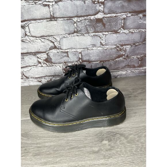 DR MARTENS Air Wair ZAVALALO Unisex Black Leather Shoes Women Sz 7M US/38 LA004 - Picture 1 of 16